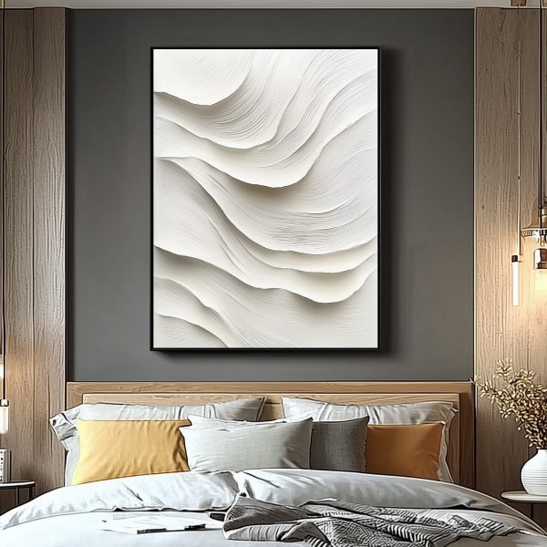 3D Textured White Wave Sculptural Wall Art | Monochrome Minimalist Relief | Organic Flow Shadow Layers - Image 5