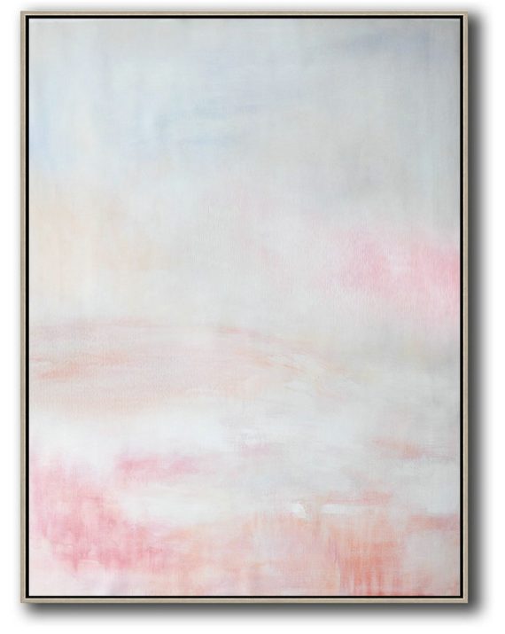 Large Abstract Art Handmade Painting,Vertical Vertical Abstract Art On Canvas,Modern Paintings On Canvas,Grey,Pink,White.etc