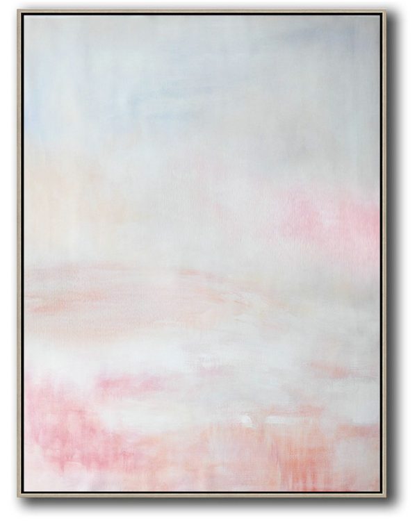 Large Abstract Art Handmade Painting,Vertical Vertical Abstract Art On Canvas,Modern Paintings On Canvas,Grey,Pink,White.etc