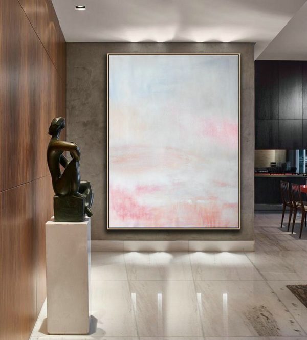 Large Abstract Art Handmade Painting,Vertical Vertical Abstract Art On Canvas,Modern Paintings On Canvas,Grey,Pink,White.etc - Image 6
