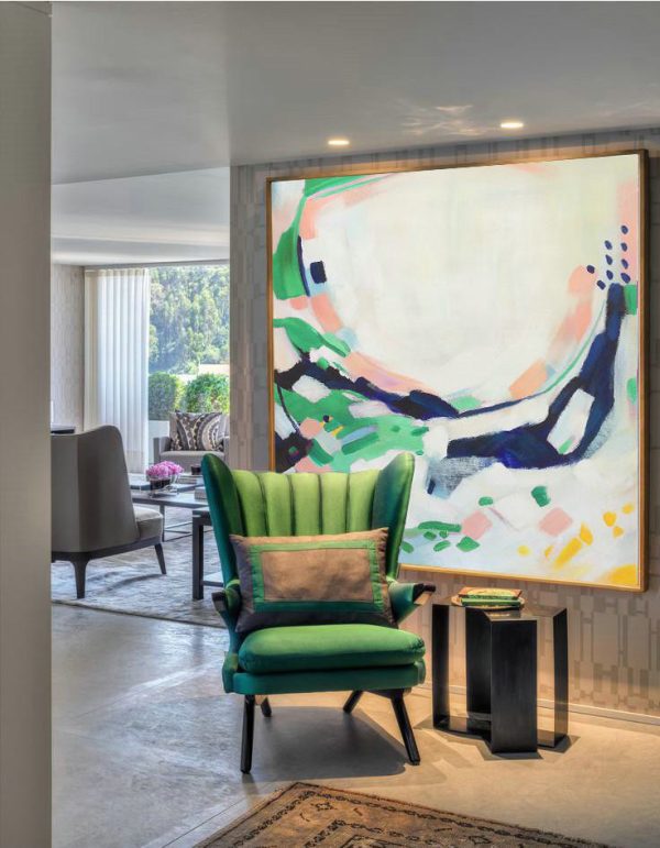 Handmade Large Contemporary Art,Oversized Contemporary Art,Abstract Painting On Canvas,White,Pink,Green.etc - Image 2