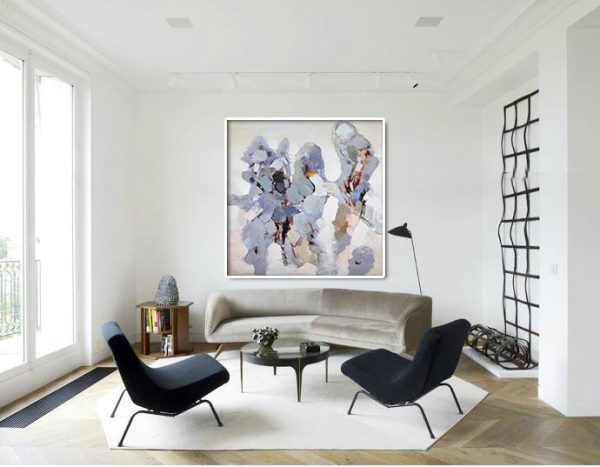 Large Abstract Art Handmade Painting,Oversized Contemporary Art,Textured Painting Canvas Art,White,Gray,Purple.etc - Image 4