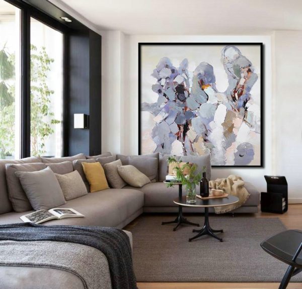 Large Abstract Art Handmade Painting,Oversized Contemporary Art,Textured Painting Canvas Art,White,Gray,Purple.etc - Image 5