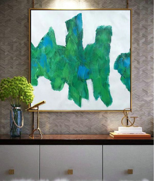 Hand Painted Extra Large Abstract Painting,Oversized Contemporary Art,Big Art Canvas,White,Blue,Green.etc - Image 4