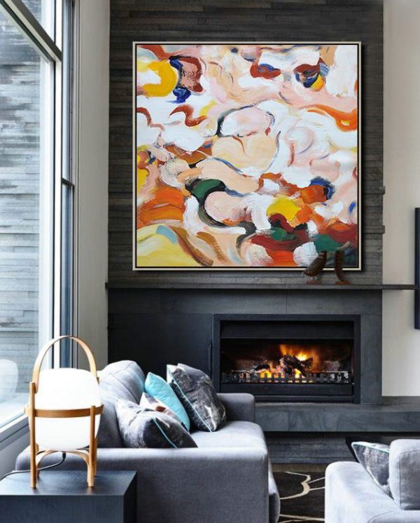 Large Abstract Painting Canvas Art,Oversized Contemporary Art,Modern Art Abstract Painting,White,Pink,Red.etc - Image 2