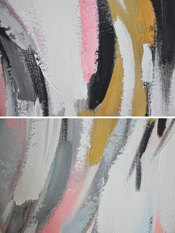 Large Contemporary Art Acrylic Painting,Oversized Square Palette Knife Abstract Floral Painting On Canvas,Abstract Art On Canvas, Modern Art,Pink,White,Grey,Black.etc - Image 2