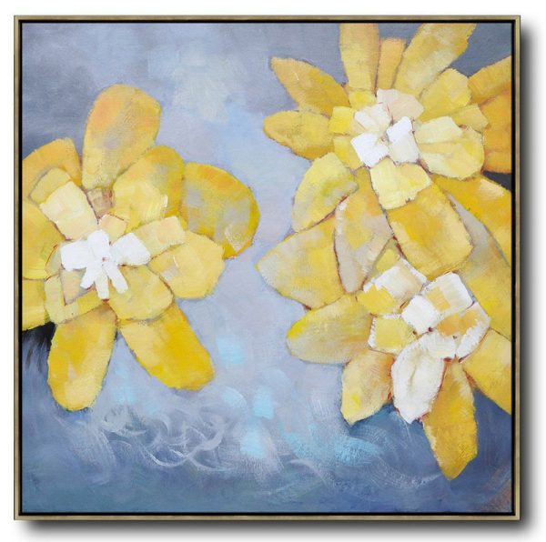 Large Modern Abstract Painting,Oversized Contemporary Art,Hand Paint Large Clean Modern Art,Gray,Yellow,Purple.etc