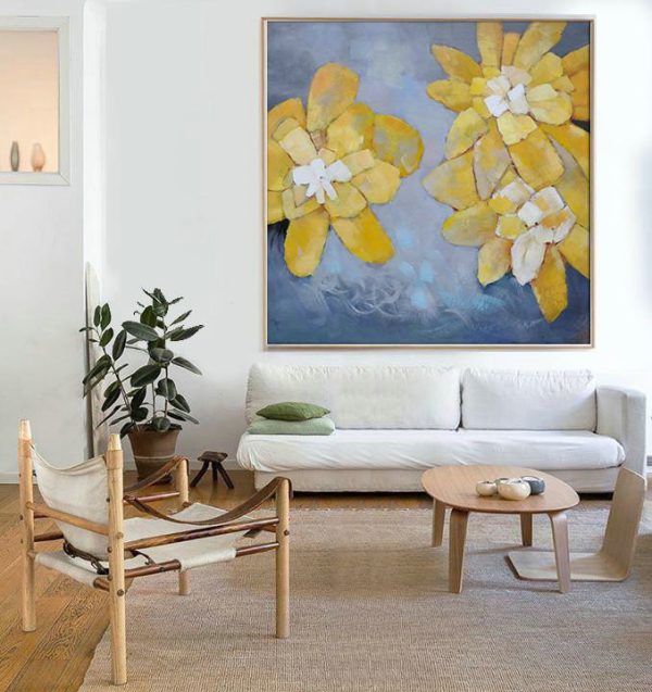 Large Modern Abstract Painting,Oversized Contemporary Art,Hand Paint Large Clean Modern Art,Gray,Yellow,Purple.etc - Image 3
