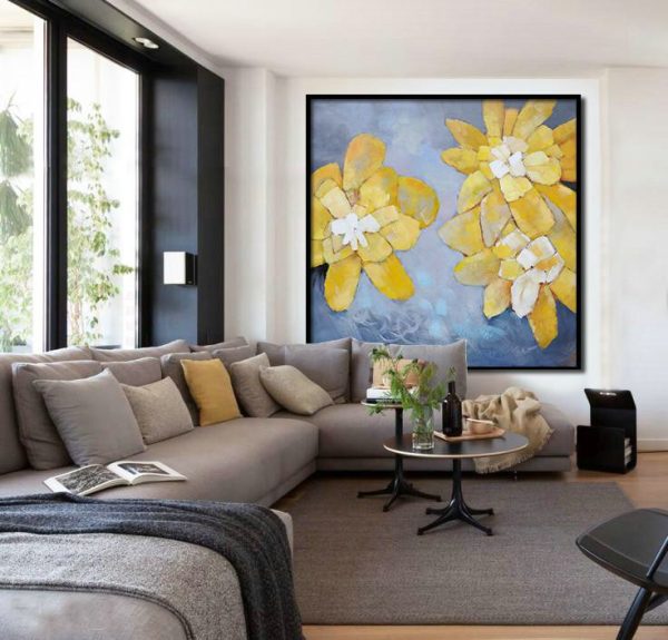 Large Modern Abstract Painting,Oversized Contemporary Art,Hand Paint Large Clean Modern Art,Gray,Yellow,Purple.etc - Image 5