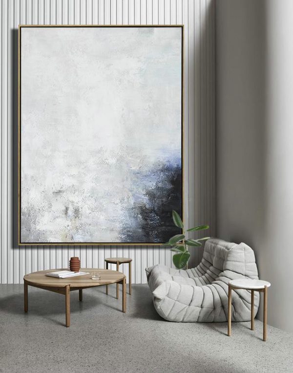 Large Abstract Painting,Vertical Vertical Abstract Art On Canvas,Acrylic Painting Large Wall Art,Grey,White,Black,Blue.etc - Image 4