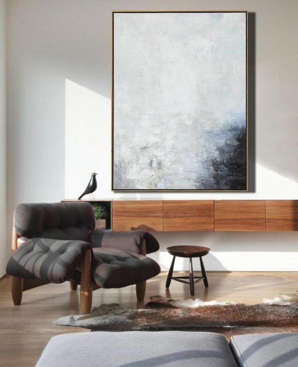 Large Abstract Painting,Vertical Vertical Abstract Art On Canvas,Acrylic Painting Large Wall Art,Grey,White,Black,Blue.etc - Image 5