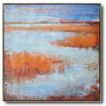 Oversized Canvas Art On Canvas,Abstract Landscape Oil Painting,Big Art Canvas,Blue,Orange,Purple Grey,Red