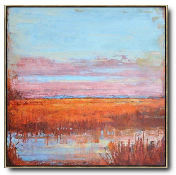 Large Abstract Art,Oversized Abstract Landscape Oil Painting,Contemporary Wall Art,Blue,Pink,Red.etc