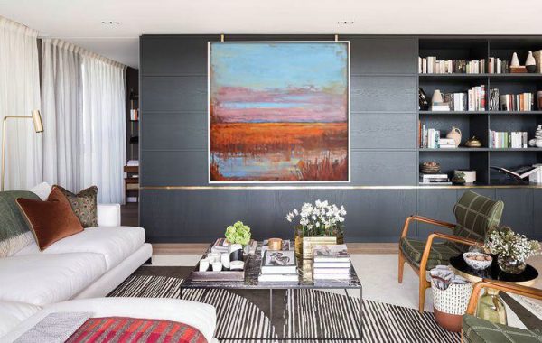 Large Abstract Art,Oversized Abstract Landscape Oil Painting,Contemporary Wall Art,Blue,Pink,Red.etc - Image 3