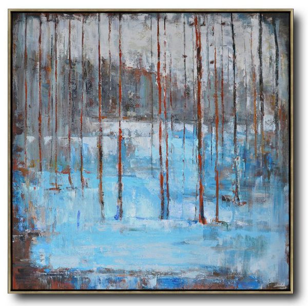 Large Abstract Art Handmade Oil Painting,Oversized Abstract Landscape Oil Painting,Extra Large Canvas Painting,Blue,Gray,Red.etc