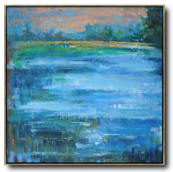 Original Abstract Painting Extra Large Canvas Art,Oversized Abstract Landscape Oil Painting,Original Abstract Painting Canvas Art,Blue,Green,Yellow,Nude.etc