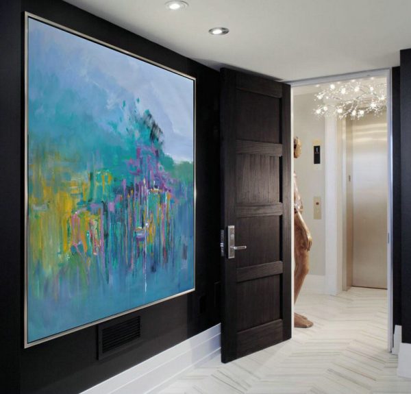 Handmade Painting Large Abstract Art,Oversized Abstract Landscape Oil Painting,Handmade Acrylic Painting,Blue,Green,Yellow,Purple.etc - Image 3