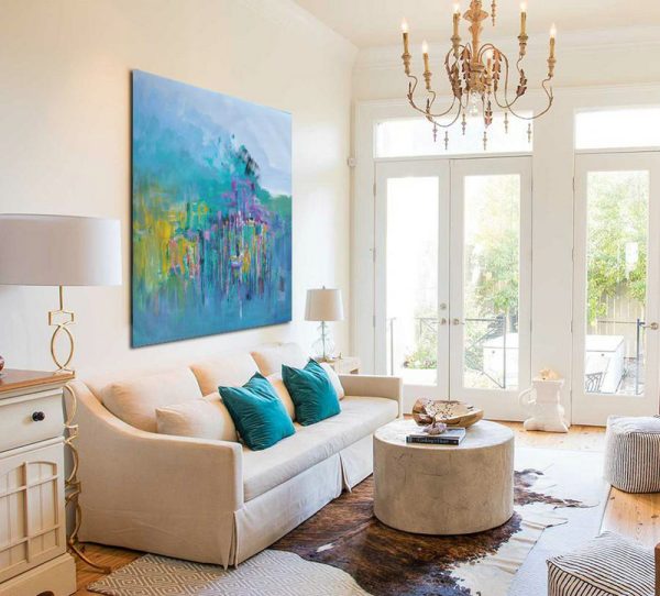 Handmade Painting Large Abstract Art,Oversized Abstract Landscape Oil Painting,Handmade Acrylic Painting,Blue,Green,Yellow,Purple.etc - Image 4