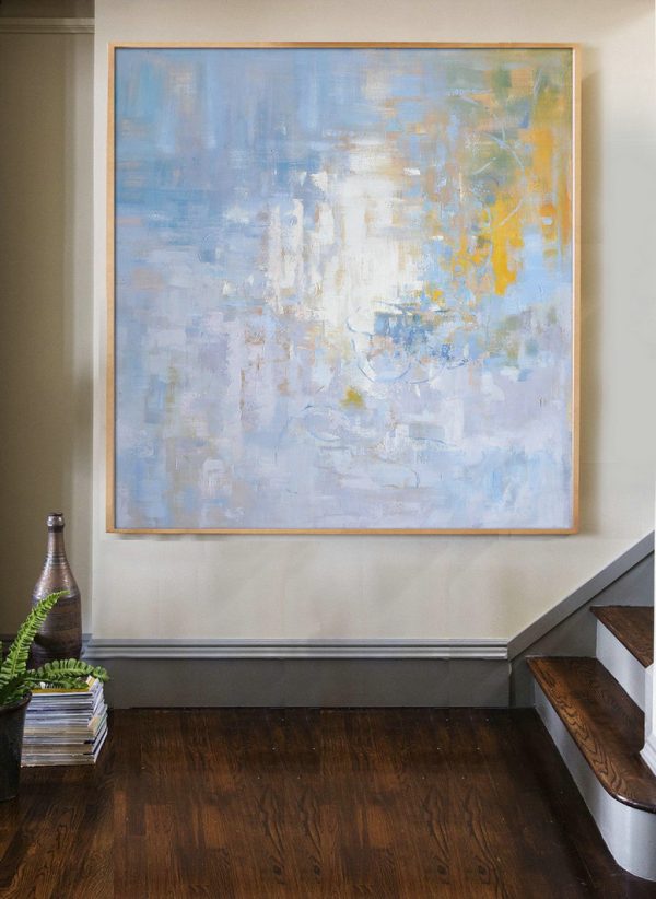 Extra Large Textured Painting On Canvas,Oversized Abstract Landscape Oil Painting,Original Abstract Painting Canvas Art,Blue,Yellow,White.etc - Image 4