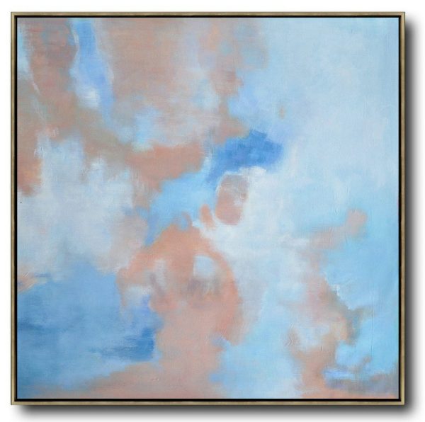 Handmade Painting Large Abstract Art,Abstract Landscape Oil Painting,Living Room Wall Art,Purple,Blue,White