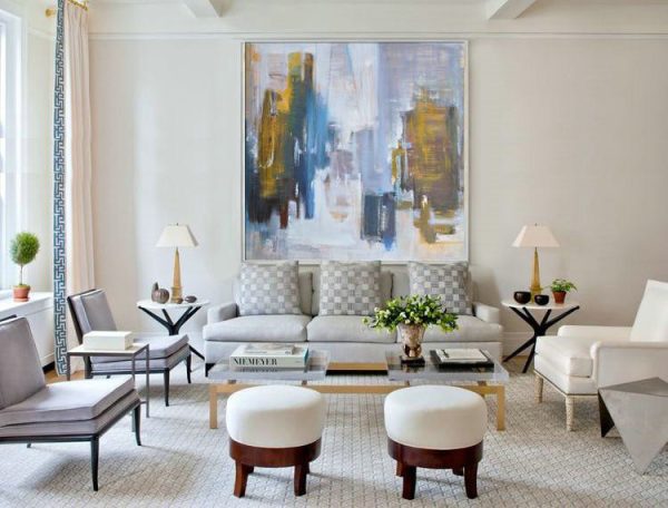 Extra Large Painting,Abstract Landscape Oil Painting,Hand Painted Original Art,White,Purple Grey,Yellow,Blue - Image 7