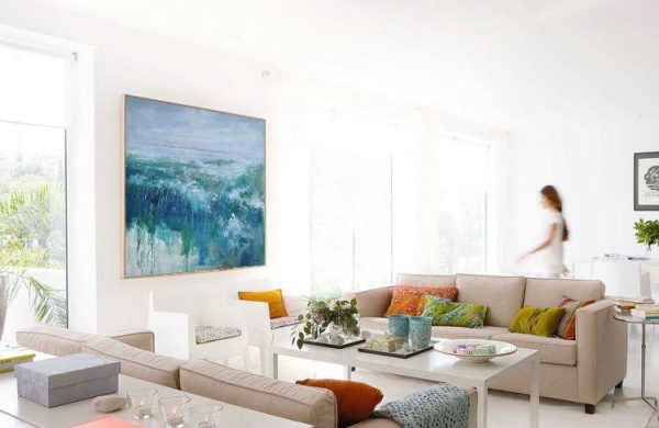 Huge Abstract Painting On Canvas,Oversized Abstract Landscape Oil Painting,Hand Paint Large Art,Blue,Green,Gray.etc - Image 8