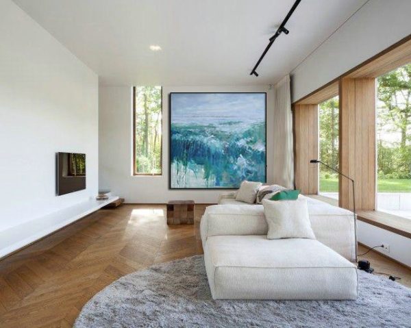 Huge Abstract Painting On Canvas,Oversized Abstract Landscape Oil Painting,Hand Paint Large Art,Blue,Green,Gray.etc - Image 9