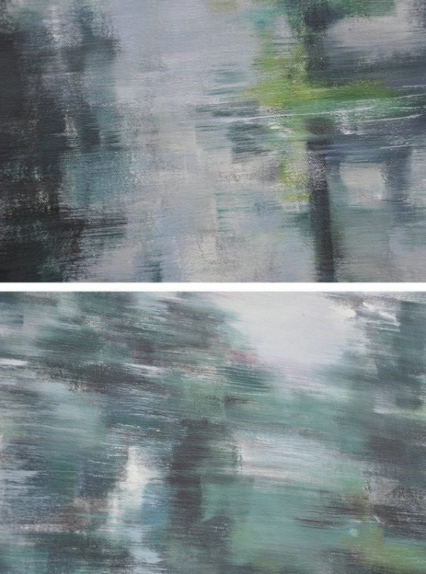 Large Abstract Painting,Abstract Landscape Oil Painting,Oversized Custom Canvas Art,White,Grey,Dark Green - Image 2