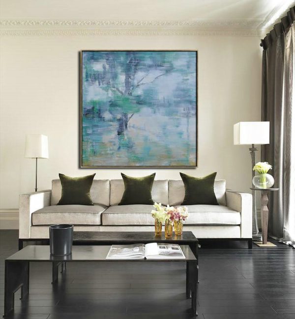 Large Abstract Art Handmade Painting,Oversized Abstract Landscape Oil Painting,Huge Abstract Canvas Art,Gray,Green,White.etc - Image 3