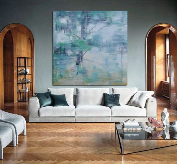 Large Abstract Art Handmade Painting,Oversized Abstract Landscape Oil Painting,Huge Abstract Canvas Art,Gray,Green,White.etc - Image 5