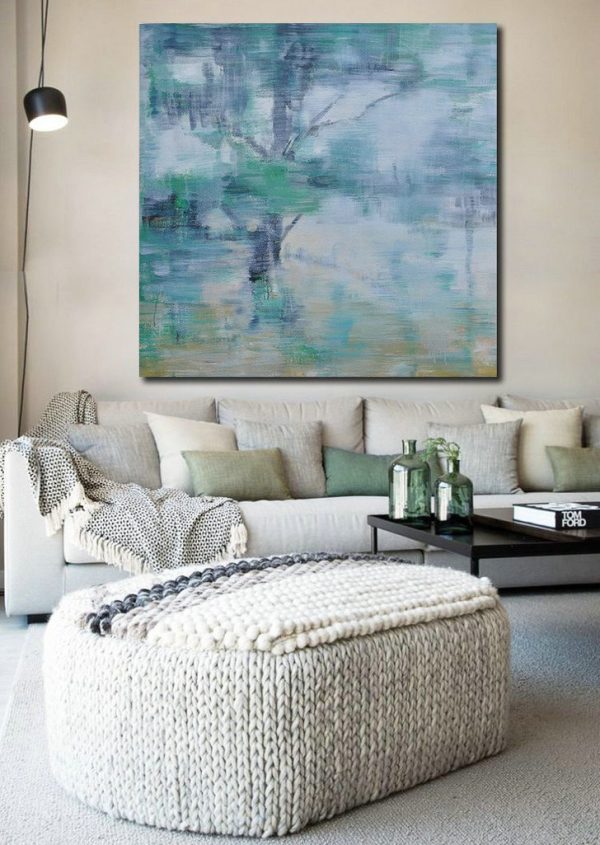 Large Abstract Art Handmade Painting,Oversized Abstract Landscape Oil Painting,Huge Abstract Canvas Art,Gray,Green,White.etc - Image 6