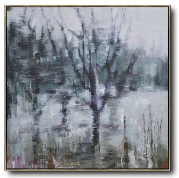Extra Large 72 Acrylic Painting,Oversized Abstract Landscape Oil Painting,Large Abstract Wall Art,White,Black,Gray.etc