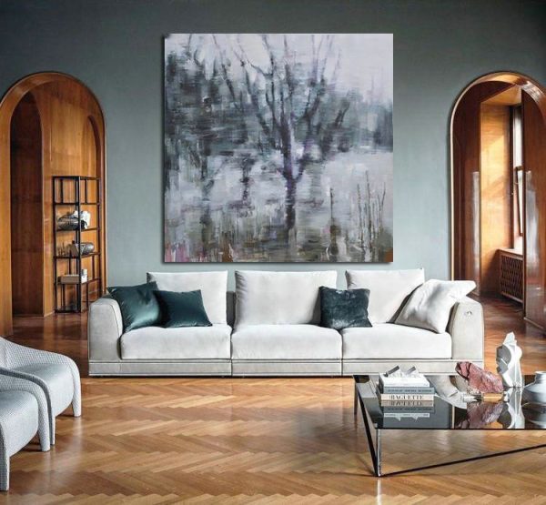 Extra Large 72 Acrylic Painting,Oversized Abstract Landscape Oil Painting,Large Abstract Wall Art,White,Black,Gray.etc - Image 5