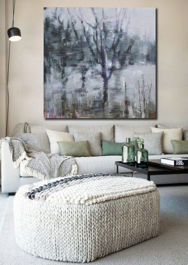 Extra Large 72 Acrylic Painting,Oversized Abstract Landscape Oil Painting,Large Abstract Wall Art,White,Black,Gray.etc - Image 6