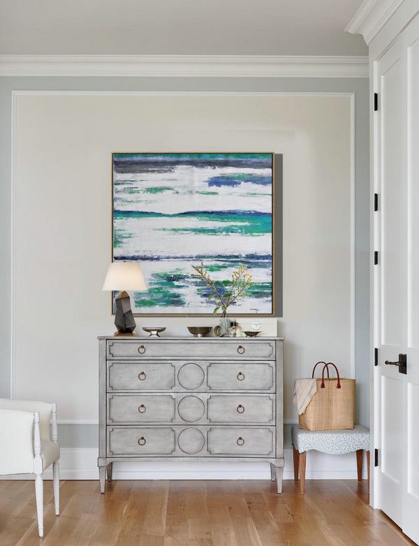 Large Modern Abstract Painting,Large Abstract Landscape Oil Painting On Canvas,Original Modern Art,Large Wall Art Handmade,White,Grey,Blue,,Green - Image 7