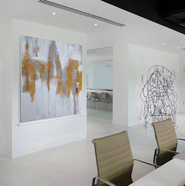 Extra Large Textured Painting On Canvas,Large Abstract Landscape Oil Painting On Canvas,Acrylic Painting Large Wall Art,White,Grey,Yellow - Image 7