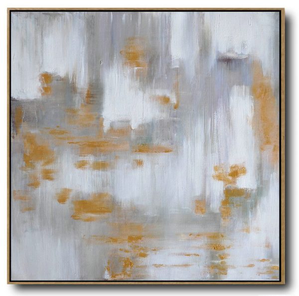 Extra Large Acrylic Painting On Canvas,Large Abstract Landscape Oil Painting On Canvas,Hand-Painted Canvas Art,Glod,White,Grey.etc