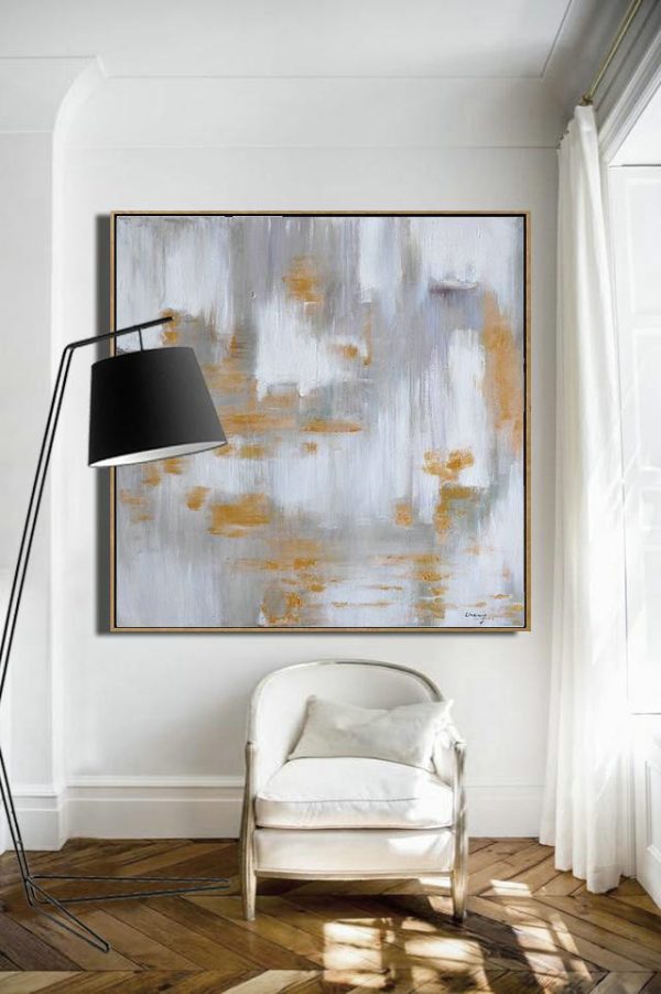 Extra Large Acrylic Painting On Canvas,Large Abstract Landscape Oil Painting On Canvas,Hand-Painted Canvas Art,Glod,White,Grey.etc - Image 5