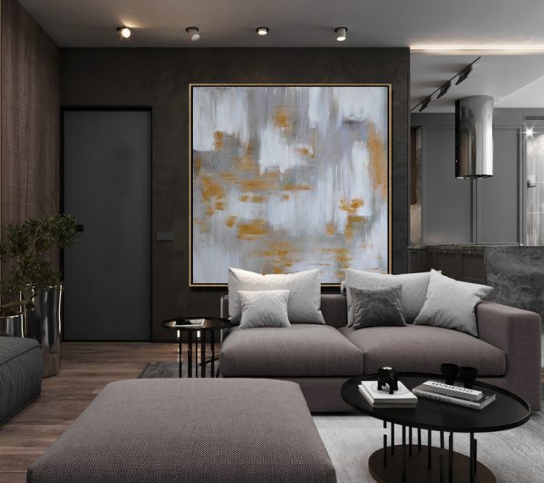 Extra Large Acrylic Painting On Canvas,Large Abstract Landscape Oil Painting On Canvas,Hand-Painted Canvas Art,Glod,White,Grey.etc - Image 6
