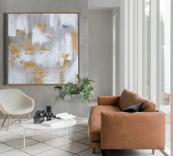 Extra Large Acrylic Painting On Canvas,Large Abstract Landscape Oil Painting On Canvas,Hand-Painted Canvas Art,Glod,White,Grey.etc - Image 9