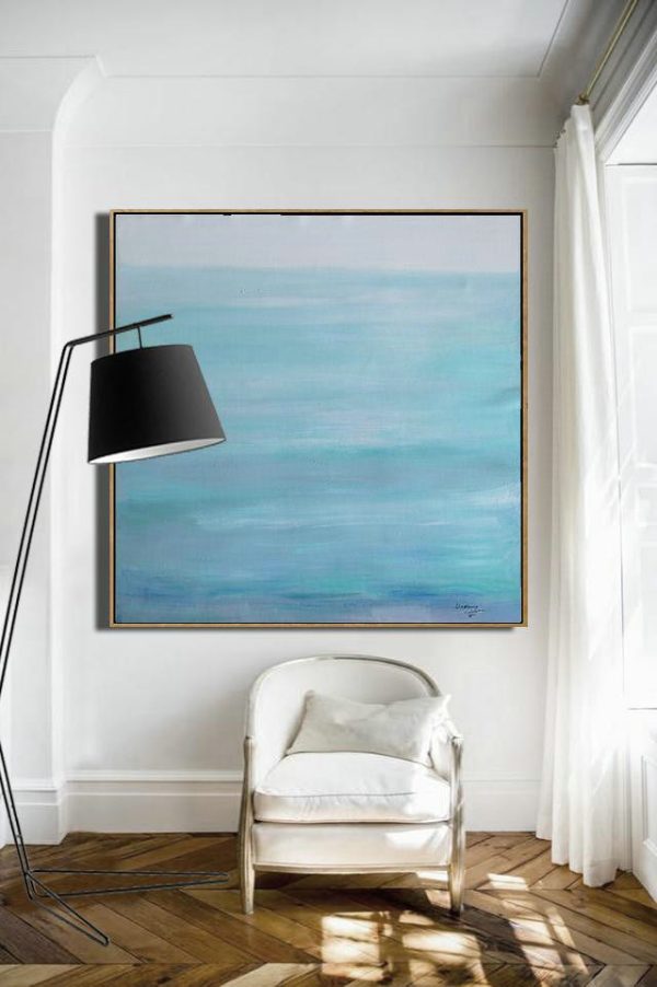 Handmade Large Painting,Large Abstract Landscape Oil Painting On Canvas,Hand Made Original Art,Green,Blue,Gray.etc - Image 5