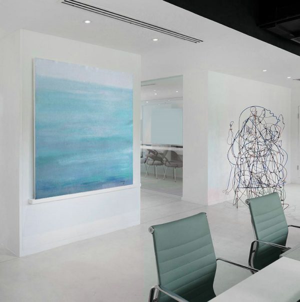Handmade Large Painting,Large Abstract Landscape Oil Painting On Canvas,Hand Made Original Art,Green,Blue,Gray.etc - Image 6