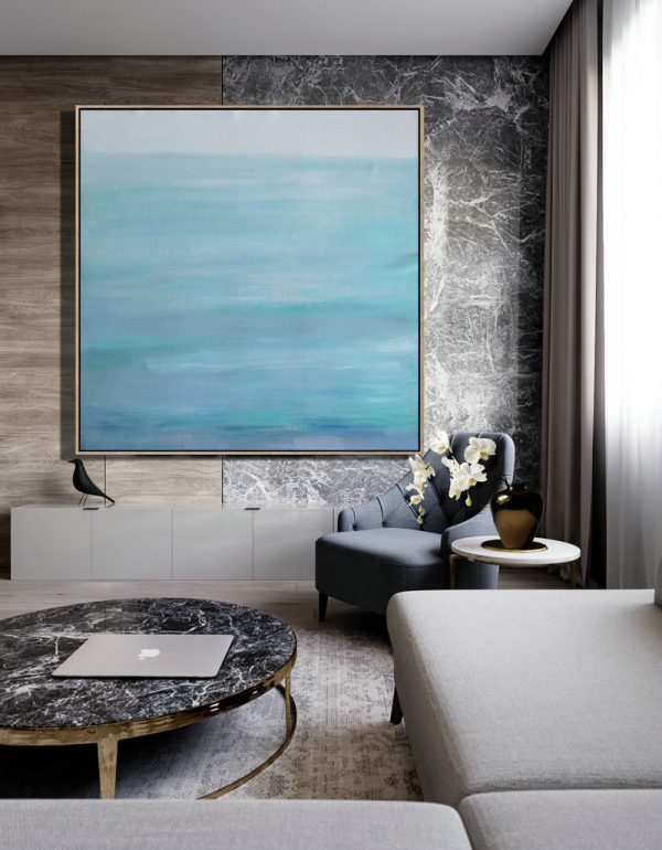 Handmade Large Painting,Large Abstract Landscape Oil Painting On Canvas,Hand Made Original Art,Green,Blue,Gray.etc - Image 7