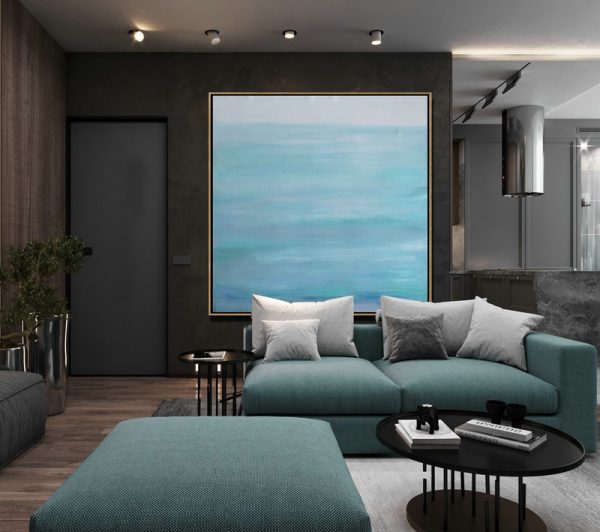 Handmade Large Painting,Large Abstract Landscape Oil Painting On Canvas,Hand Made Original Art,Green,Blue,Gray.etc - Image 8