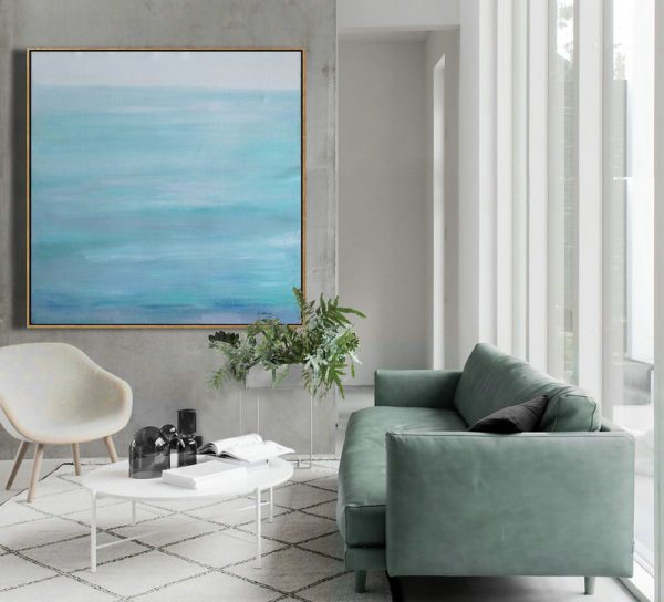 Handmade Large Painting,Large Abstract Landscape Oil Painting On Canvas,Hand Made Original Art,Green,Blue,Gray.etc - Image 9