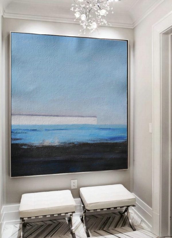 Large Abstract Art,Oversized Abstract Landscape Painting,Modern Paintings,Gray,Blue,Black.etc - Image 2