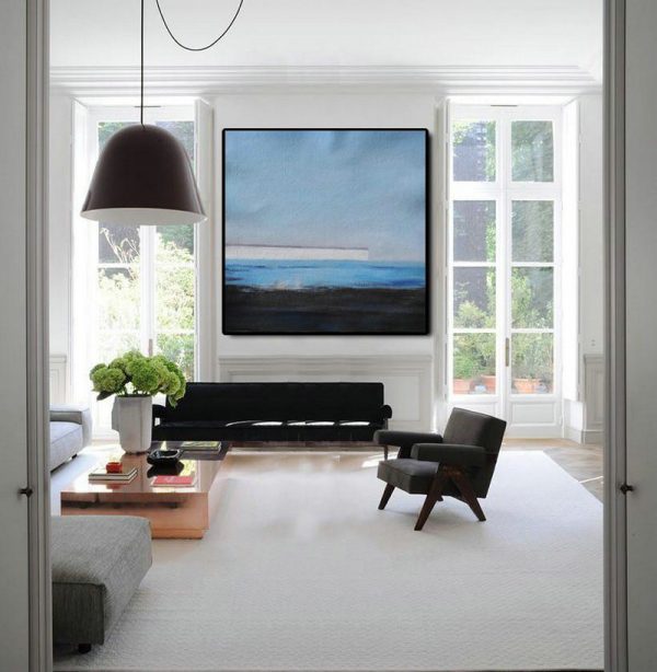 Large Abstract Art,Oversized Abstract Landscape Painting,Modern Paintings,Gray,Blue,Black.etc - Image 3