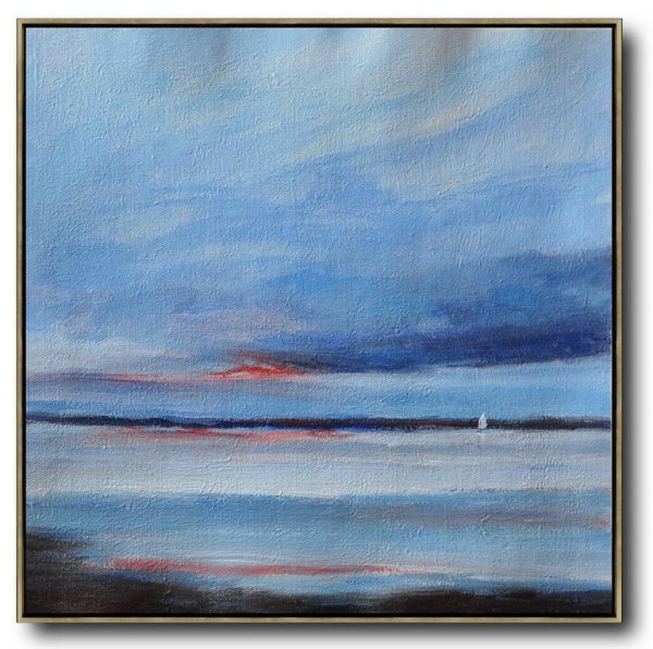 Extra Large Abstract Painting On Canvas,Oversized Abstract Landscape Painting,Modern Art,Sky Blue,White,Black.etc
