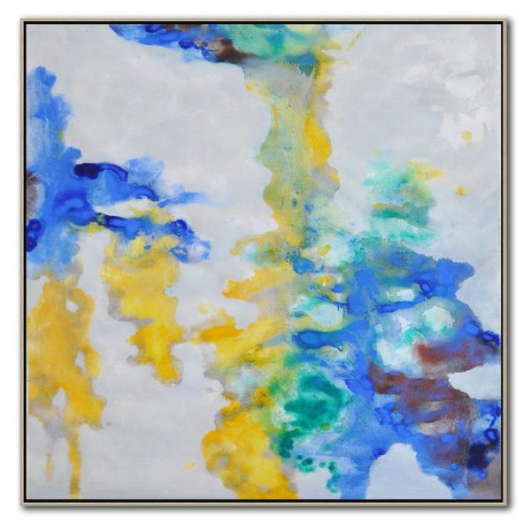 Large Abstract Art Handmade Painting,Oversized Contemporary Oil Painting,Huge Abstract Canvas Art,Gray,Yellow,Green,Blue.etc