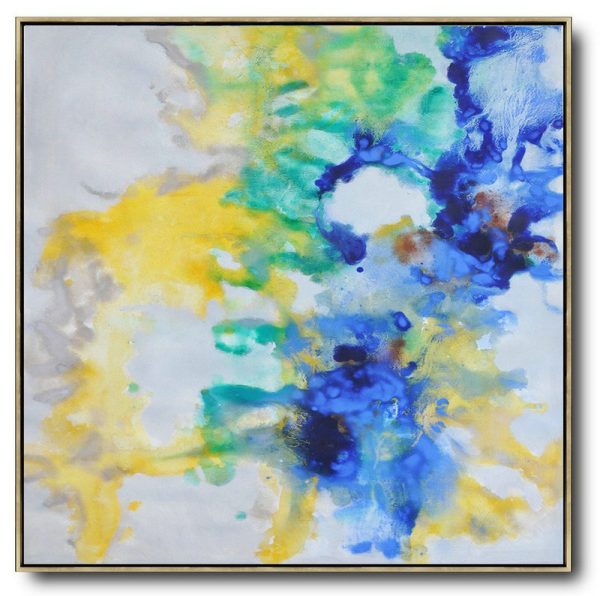 Handmade Painting Large Abstract Art,Oversized Contemporary Oil Painting,Big Painting,Gray,Yellow,Green,Blue.etc